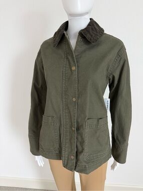 Old Navy Olive Utility Jacket with Dark Corduroy Collar NWT